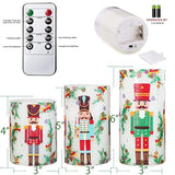 Flameless Christmas Candles Battery Operated, Realistic Flickering Flameless Candles With Timer & Remote, Holiday Led Pillar Candles For Holiday Decorations, Nutcracker