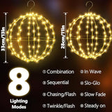 Set Of 2 Christmas Hanging Ball Lights - 2 Sizes Of Connectable Hanging Tree Globe Fairy Lights With 8 Lighting Modes,Timing Function Waterproof Indoor Outdoor (Warm White)