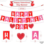 , Valentines Day Decorations Arch Set - Pack Of 115 | Happy Valentines Day Banner 12 Feet, No Diy With Love Balloons Script | Heart Balloons For Valentines Decorations | Valentines Day Balloons