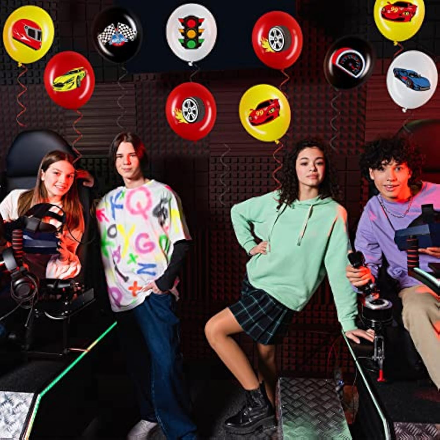 40 Pack Race Cars Balloons Birthday Party Supplies,12 Inch Checkered Flags Racing Party Latex Balloons For Birthday Two Fast Gathering Decorations Supplies