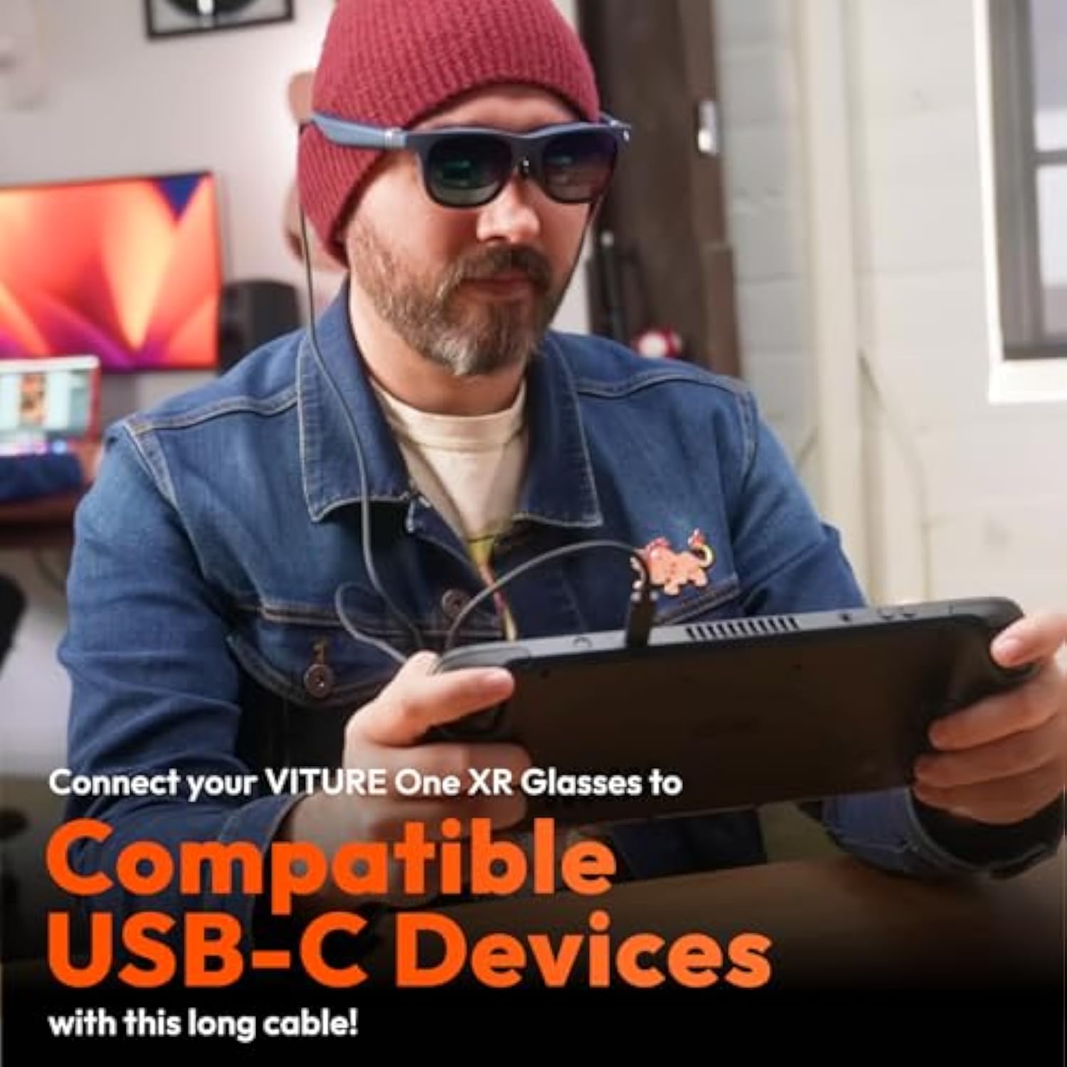 120Cm Usb-C To Magnetic Connector Cable, 47In, Connect Xr Glasses, Compatible With Usb-C Devices