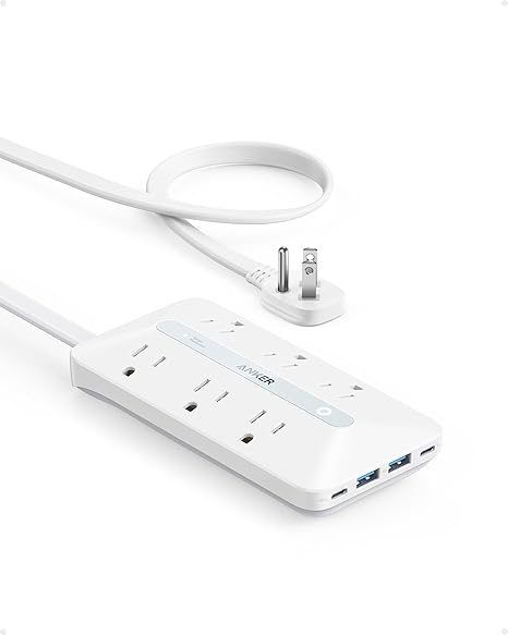 Surge Protector Power Strip with 6 Outlets 4 USB Ports 2 USB C 5FT Flat Plug Extension Cord 300J