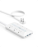 Surge Protector Power Strip with 6 Outlets 4 USB Ports 2 USB C 5FT Flat Plug Extension Cord 300J