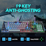 CHONCHOW Gaming Keyboard and Mouse Full Size Wired Keyboard Light Up Key,Led Backlit,19 Anti-ghosting,Multimedia Keys, Mechanical Feel for Ps5,Ps4, Pc/Laptop/Xbox