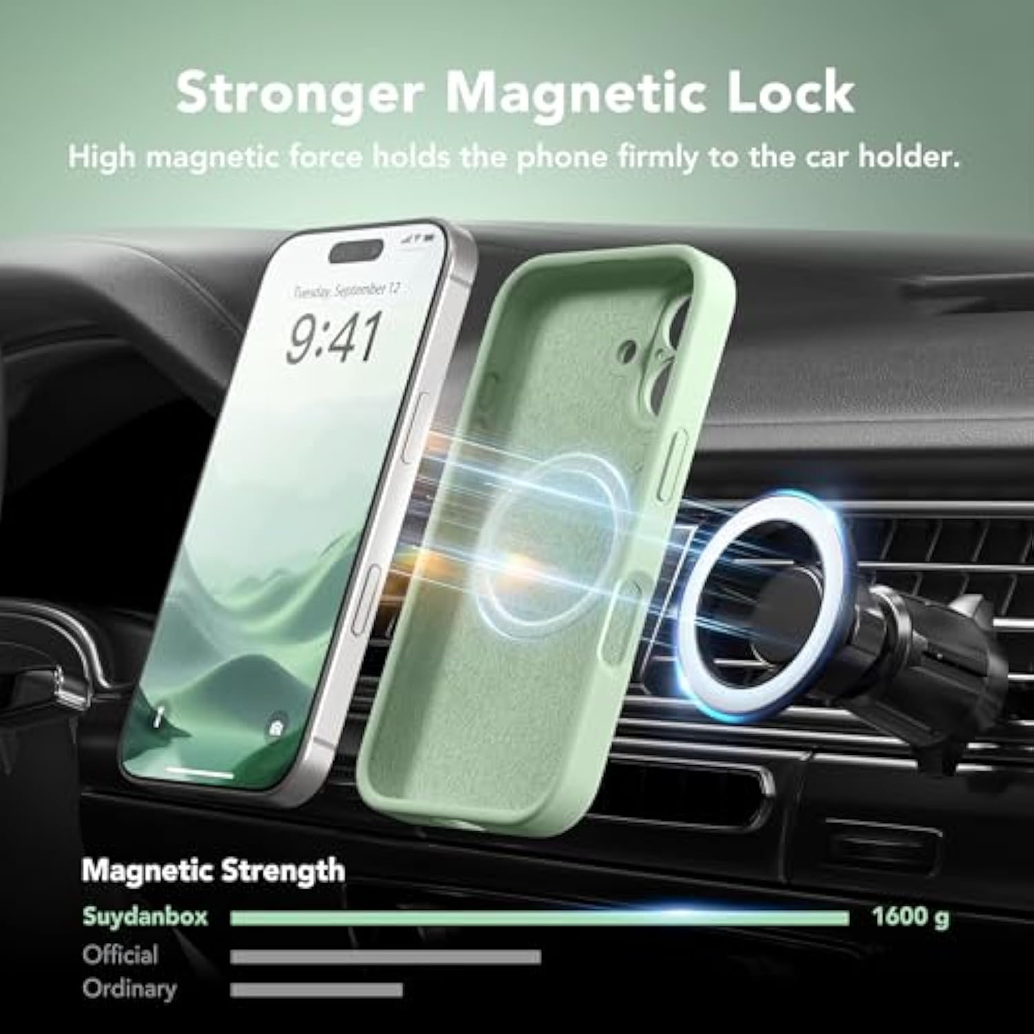 Magnetic For Iphone 16 Case, Compatible With Magsafe, [Full Camera Protection][Screen Protector] Silicone Shockproof Protective Phone Case For Iphone 16 6.1", Matcha