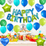 Blue Green Birthday Decorations For Boys,Blue Green Silver Balloons Happy Birthday Balloons Banner For Boys Girls Mermaid Ocean Theme Birthday Baby Shower Party Decorations