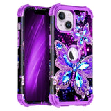 Compatible With Iphone 14 Plus Case,Glow In The Dark Three Layer Heavy Duty Shockproof Hard Plastic Bumper+Soft Silicone Protective Case For Apple Iphone 14 Plus,Dark Butterfly