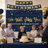 Retirement Party Decorations, Blue Gold We Will Miss You Backdrop Set