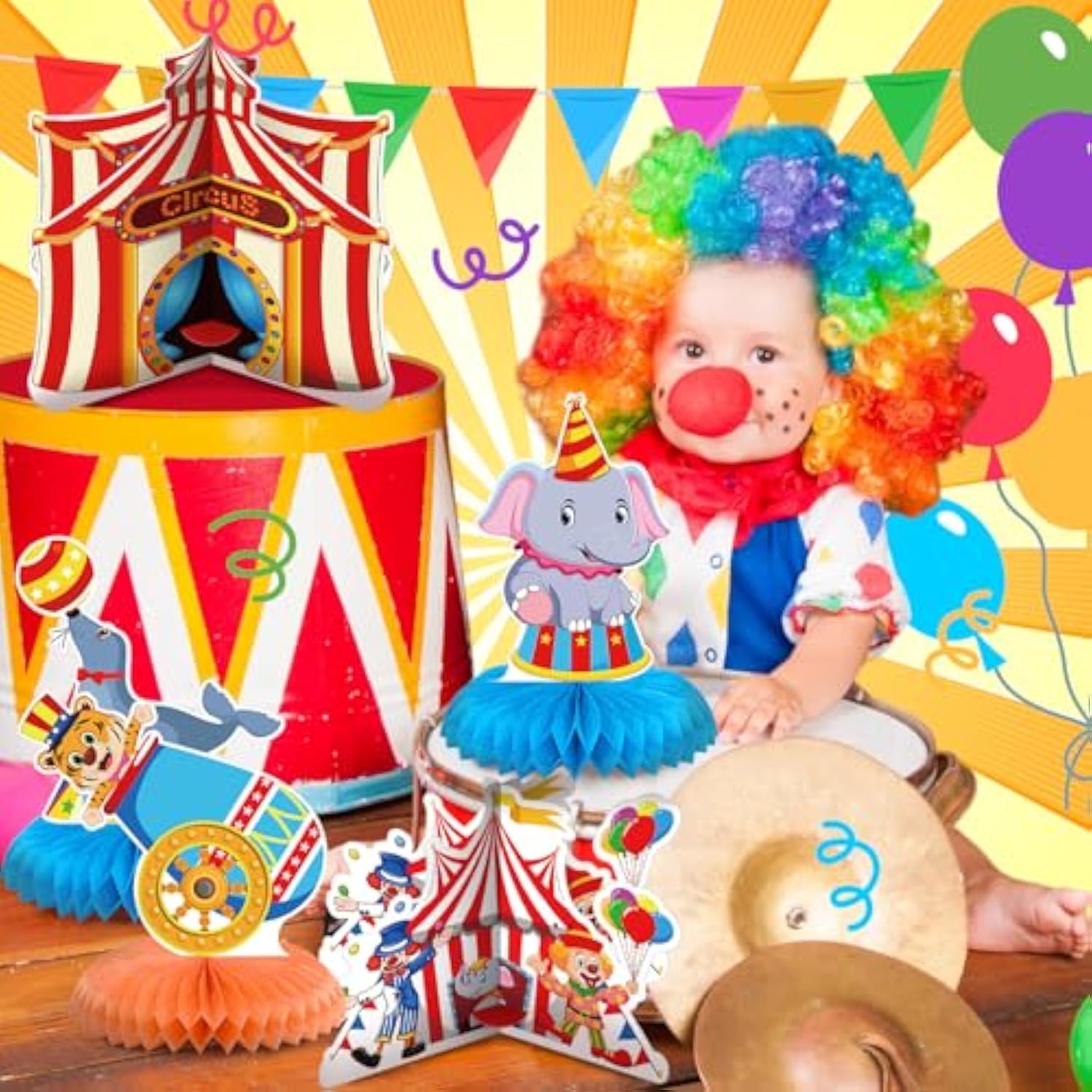 12 Pcs Carnival Party Decorations Circus Theme Party Decorations Carnival Circus Honeycomb Table Centerpieces For Halloween Home Office Birthday Honeycomb Supplies Decor