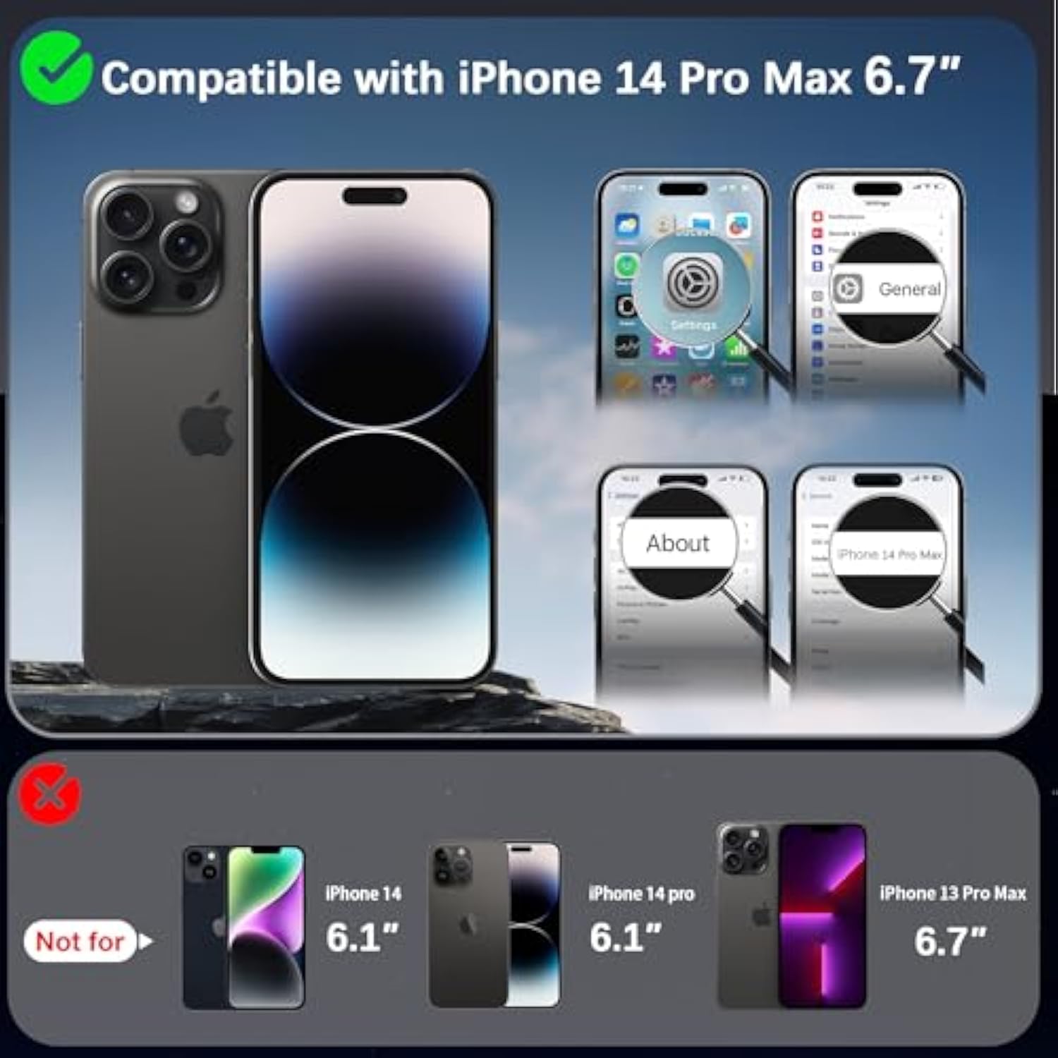 Magnetic Case For Iphone 14 Pro Max 6.7 Inch With 360 Rotatable Ring Stand, Compatible With Magsafe Car Phone Mount, Cases Cover Phone Holder For Desk Meeting/Videos?Matte Black?