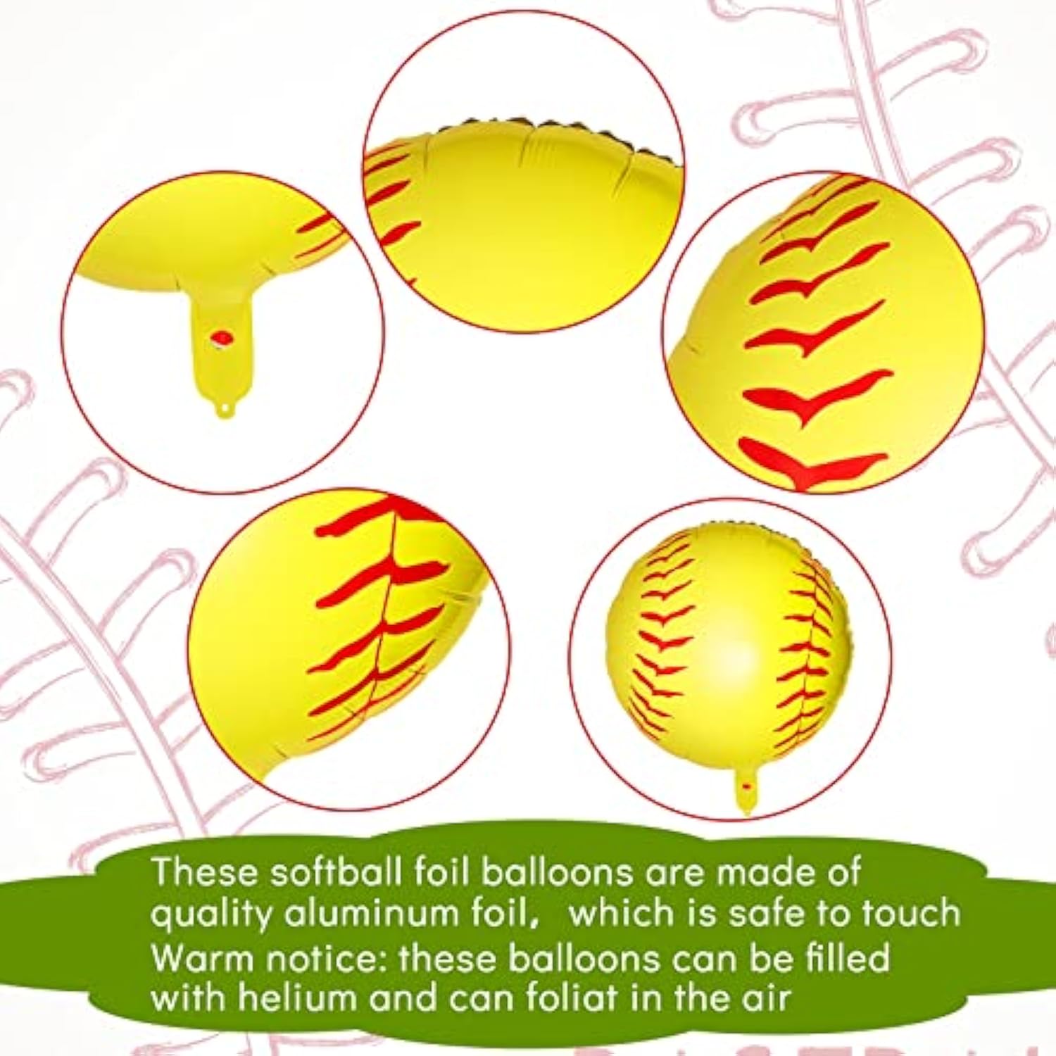 Softball Foil Balloons – Sports Theme Party Decor for Birthdays, Baby Showers & Events