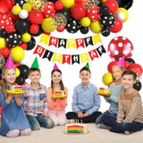 Red, Black, Yellow Balloon Garland Arch Kit, 110Pcs Cartoon Mouse Party Decor
