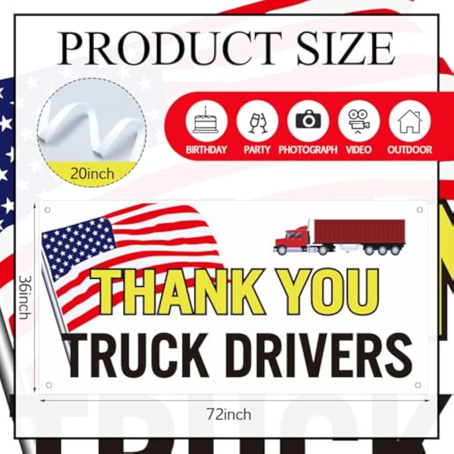 72 X 36 Inche National Truck Driver Appreciation Week Large Banner International Truck Driver Day Appreciation Gifts With Holes And Rope Thank You Banner Vinyl For Transportation Party Decor