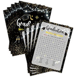 Graduation Party Games - Word Search Game Cards For The Graduate - Graduation Party Decorations 2024 - Gold & Black Grad Celebrations Party Supplies For High School/College - 30 Game Cards(G01)