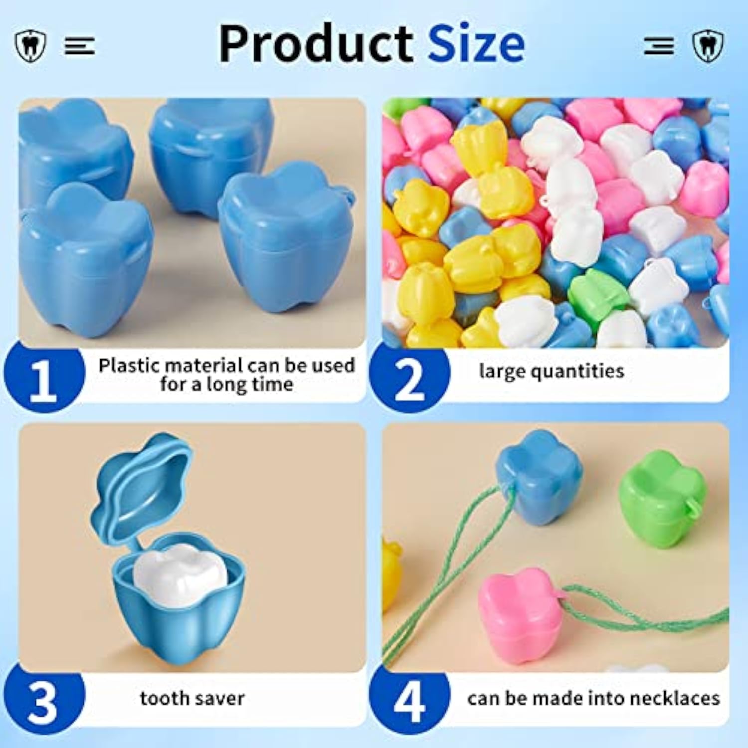150 Pcs Colorful Tooth Savers Box, Plastic Tooth Holders Bulk For Boys Girls Kids Keepsake, Goodie Bag Fillers, Party Favor, Dentist Office, 5 Colors, 0.6 X 0.75 X 0.6 Inch