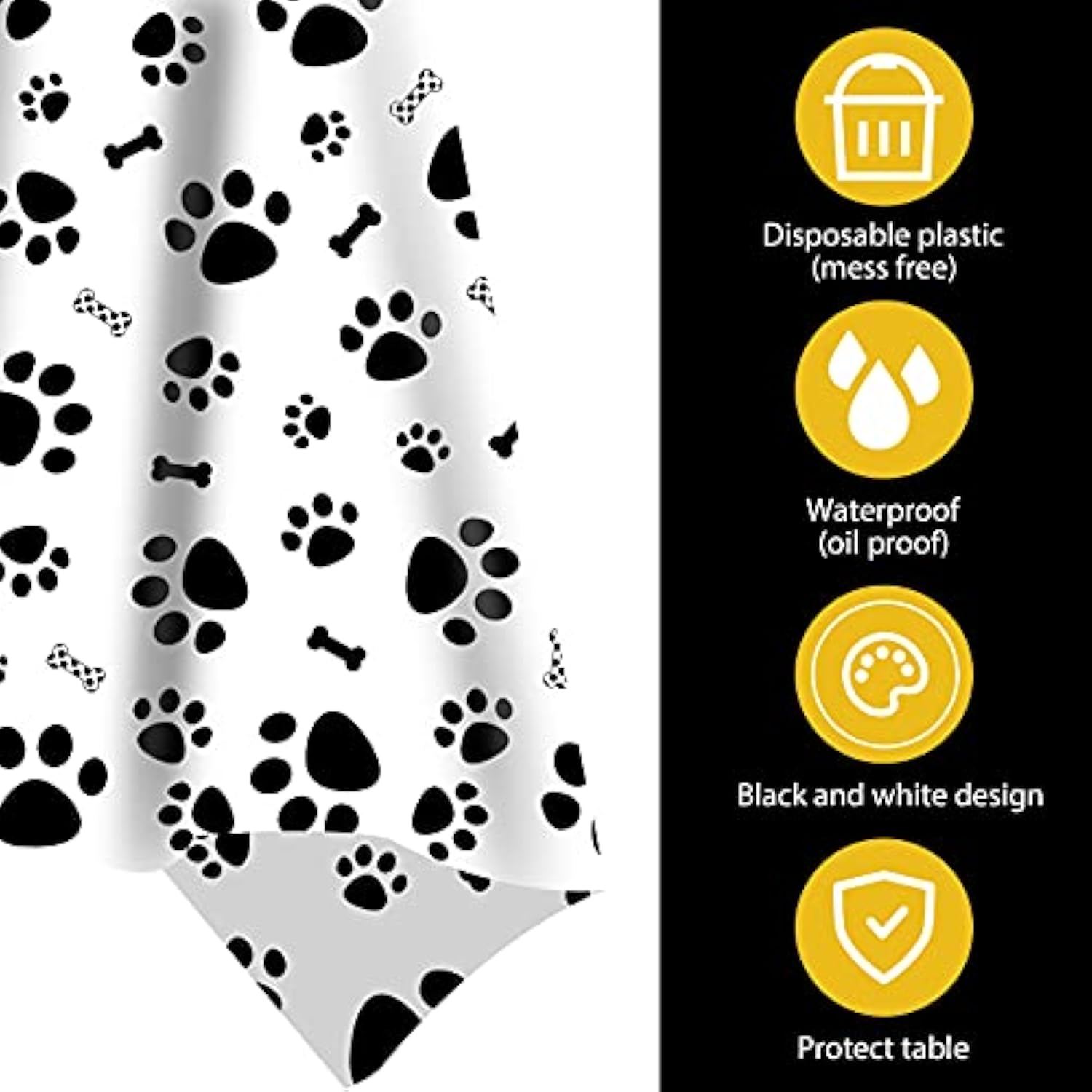 3 Pack Puppy Dog Pet Paw Print Plastic Tablecloth Table Cover,Large Paw Print And Bone Sign Plastic Disposable Rectangle Table Cover For Pet Dog Themed Birthday Party Decorations,54X108 Inch
