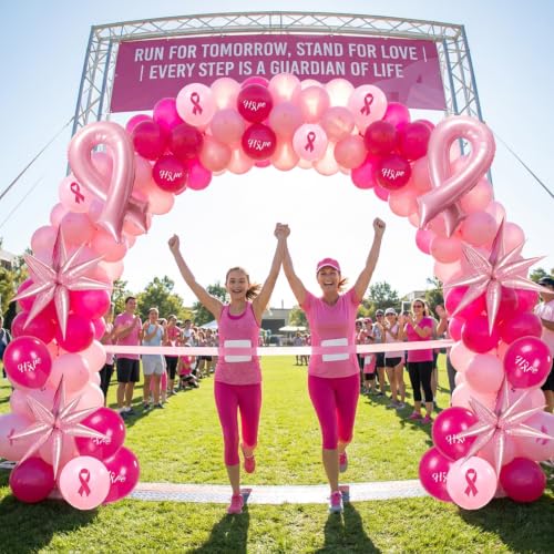 Pink Ribbon Balloon Arch Kit for Breast Cancer Awareness Month Party Decor