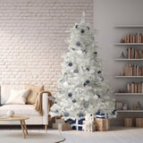 Store 6Ft White Christmas Tree With Ornaments And Lights All-In-One Completed Christmas Tree Set Including 6 Feet Full Tree, Ornaments, Led String Lights With Remote And Timer