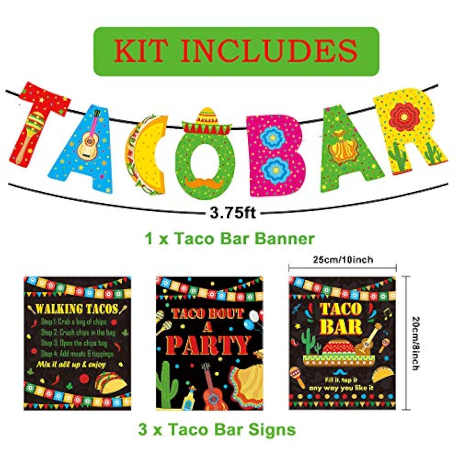 Taco Bar Decoration Kit Mexican Fiesta Party Decorations Taco Bar Banner Sign For Fifth Of May De Mayo Fiesta Mexican Theme Party Bachelorette Bridal Shower Favors Supplies, Set Of 22