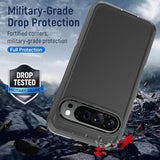 Pixel 9 Pro XL 3-in-1 Case, Heavy Duty Rubber, Military Grade Shockproof - Black