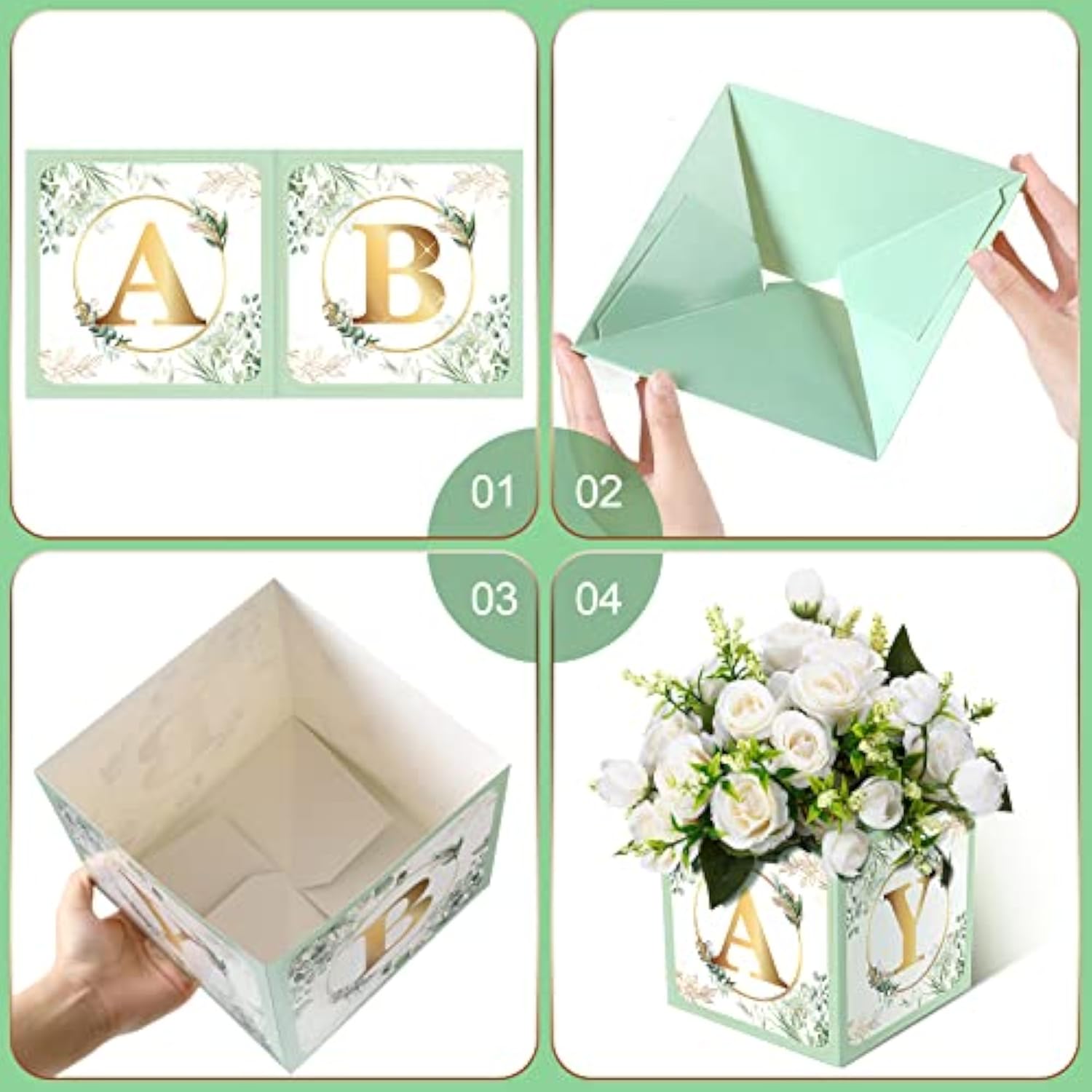 6 Pcs Baby Shower Flower Box Centerpieces with Letters - Gender Reveal Party Decor