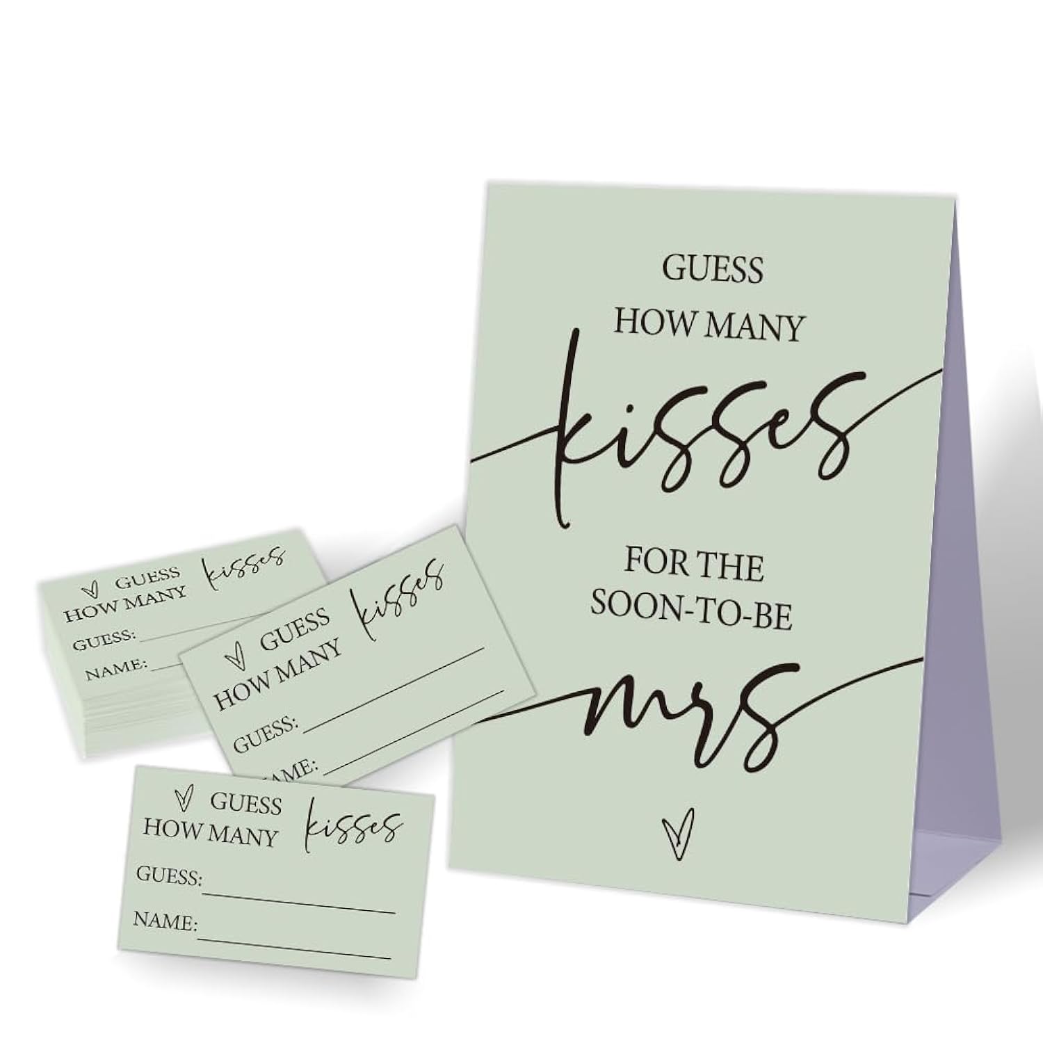How Many Kisses Bridal Shower Game,Minimalist Bridal Shower Game,Wedding Shower Games,Bachelorette Party Night,Bridal Shower Games Ideas,1 Sign & 50 Cards Set-A43-2