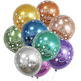 50 Pcs 12 Inch Printed "Happy Birthday" Multicolor Metallic Latex Balloons, Assorted Colors Happy Birthday Balloon For Birthday Party Supplies Baby Shower Decorations, Globos De Cumpleaños