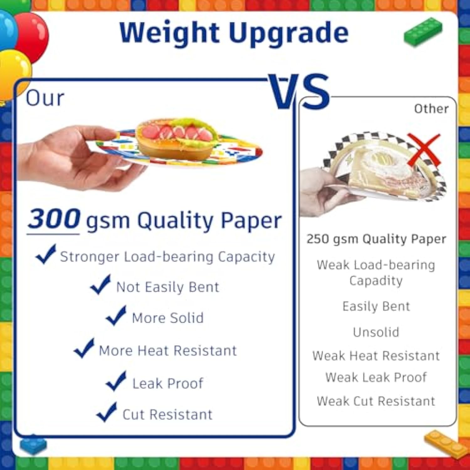 Building Block Birthday Party Supplies: Complete 198-Piece Set With 300Gsm Thick Paper Plates, Waterproof Tablecloth & Eco-Friendly Straws For Boys & Girls Birthday, Serves 25 Guests