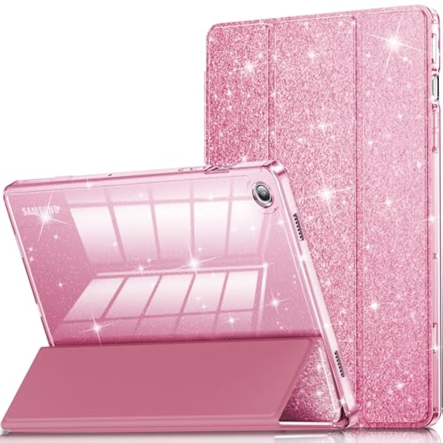 Case For Galaxy Tab A9 Plus 5G, Glitter Cover With Sparkly Clear Back For Samsung Galaxy Tablet A9+/A9 Plus 11 Inch 2023 Model (Smx210/X216/X218)[Auto Wake/Sleep] For Girls Kids Pink