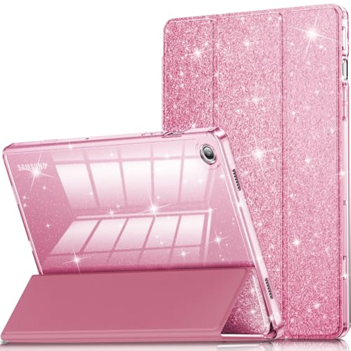 Case For Galaxy Tab A9 Plus 5G, Glitter Cover With Sparkly Clear Back For Samsung Galaxy Tablet A9+/A9 Plus 11 Inch 2023 Model (Smx210/X216/X218)[Auto Wake/Sleep] For Girls Kids Pink