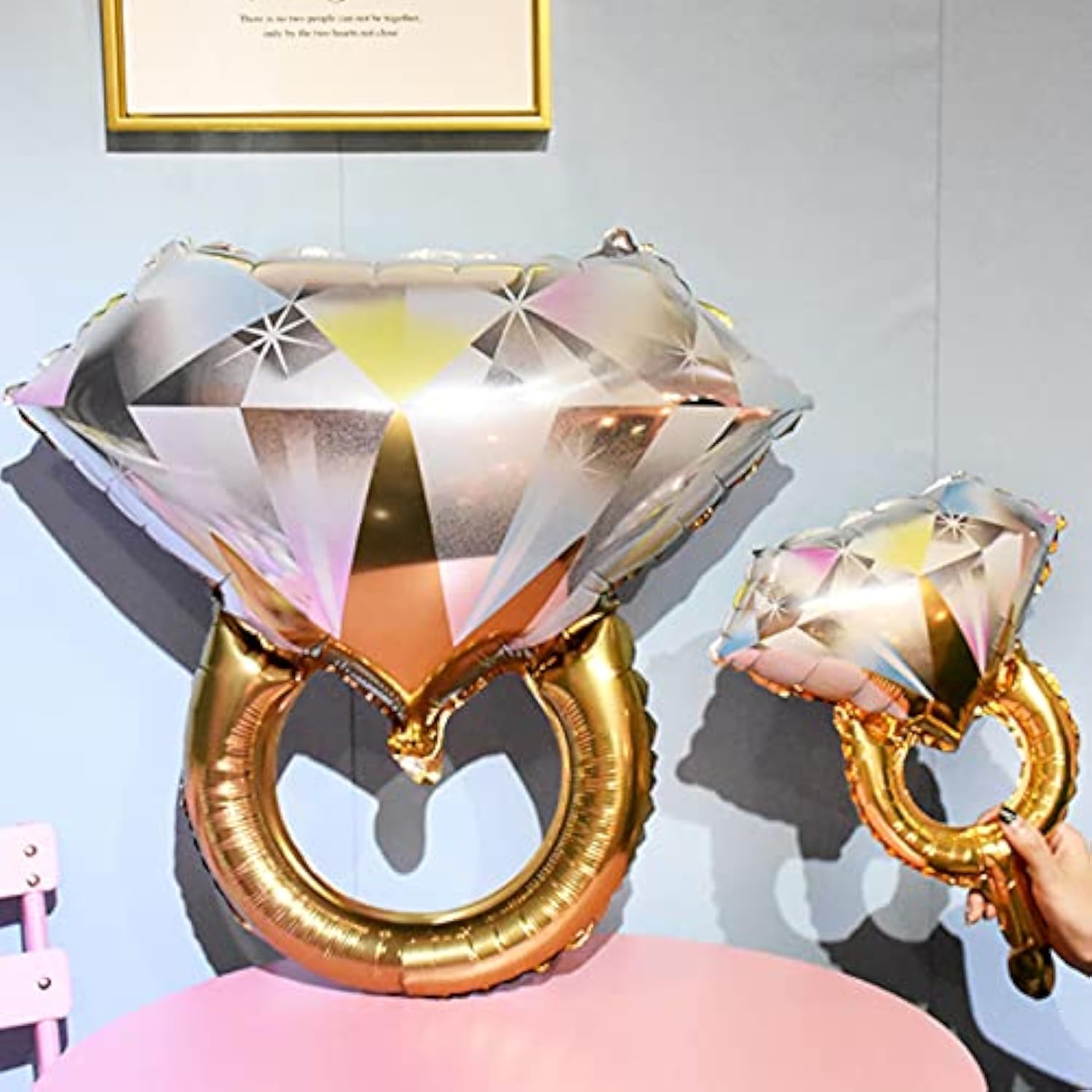 2 Pack Diamond Ring Foil Balloons Wedding Engagement Bridal Shower Party Decorations
