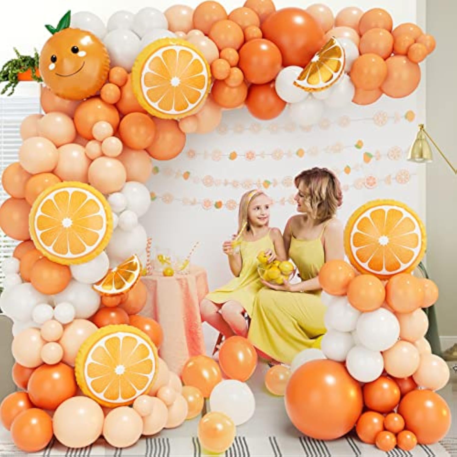 173Pcs Little Cutie Baby Shower Balloon Arch Kit Orange White for Tangerine Party