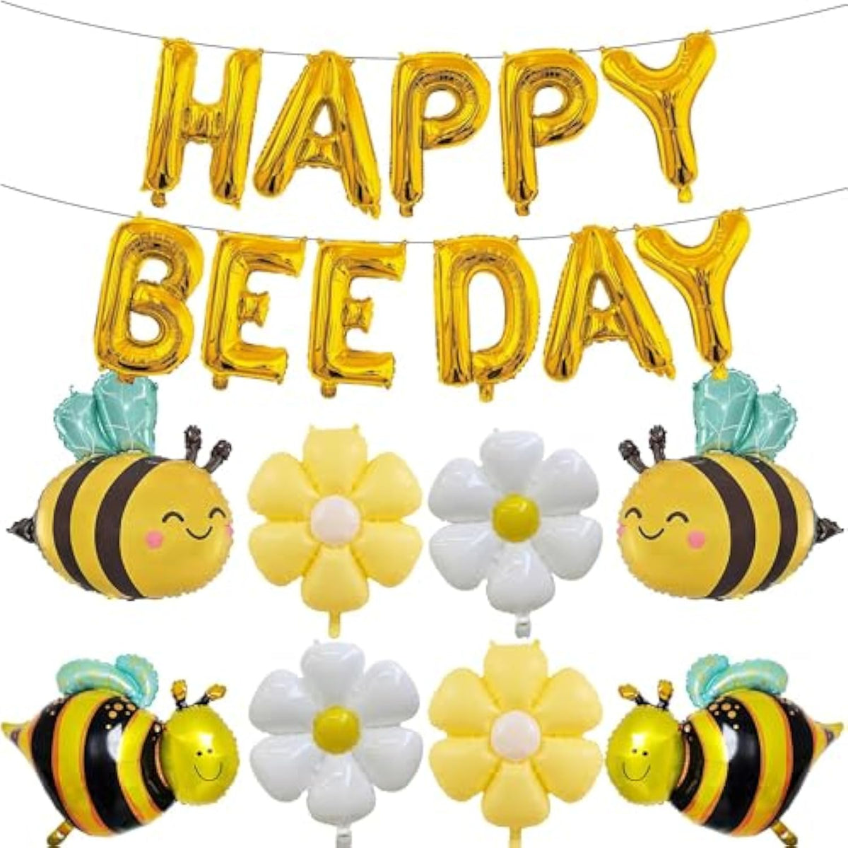 Bee-Themed Happy Bee Day Banner & Foil Balloons for Kids’ Parties