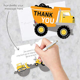 Big Dot of Happiness Dig It - Construction Party Zone - Shaped Thank You Cards - Baby Shower or Birthday Party Thank You Note Cards with Envelopes - Set of 12