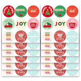 Modern Colorful Christmas Stickers | Envelope Seals | 1.4 Inch | Joyful Merry Quotes | Waterproof | 135-Pack For Gifts, Holiday Envelopes