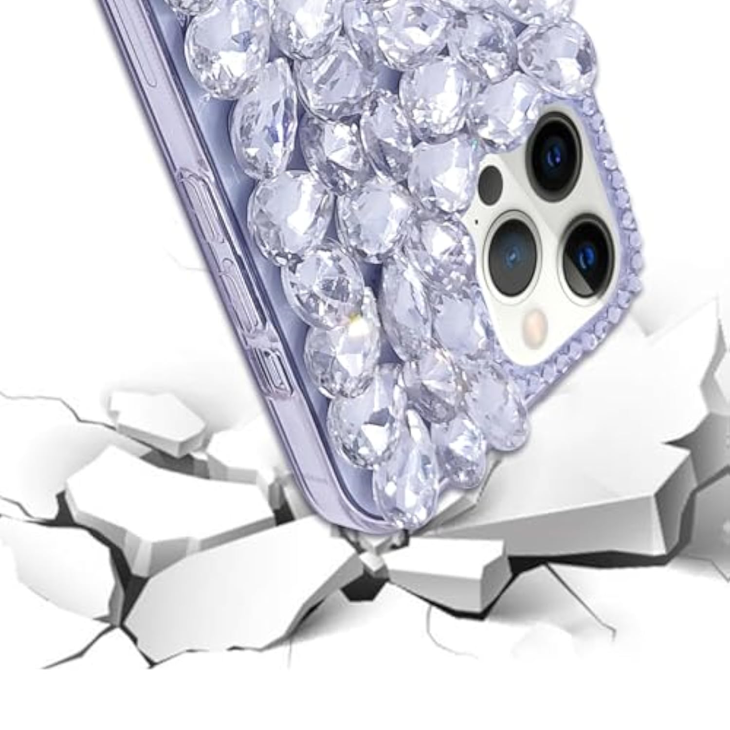 Compatible With Iphone 13 Pro Max Case For Women 3D Glitter Sparkle Bling Case Luxury Shiny Crystal Rhinestone Diamond Bumper Clear Gems Cute Protective Girly Case Girls Cover
