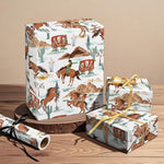 Western Wrapping Paper - Mini Roll - 17 Inch X 16.5 Feet - Cowboy Wrapping Paper Horse Design For Boys Men Birthday, Nashville Party