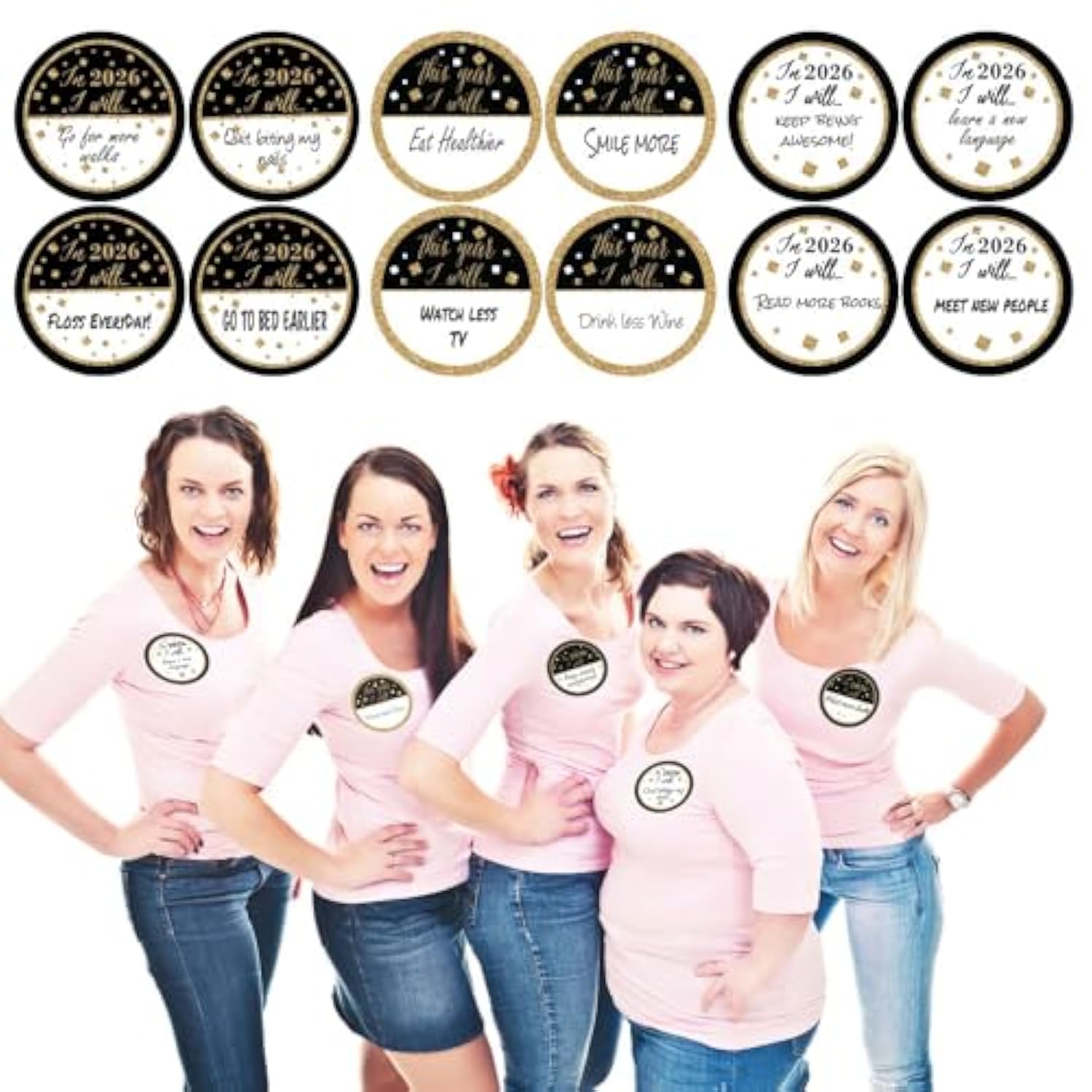 Big Dot of Happiness New Year's Eve - Gold - 2026 New Years Eve Party Funny Name Tags - Party Badges Sticker Set of 1