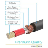 FosPower Subwoofer Cable (10 FT) RCA to RCA Audio Stereo Cable, Male to Male - Dual Shielded Cord | 24K Gold Plated Connector | Corrosion Resistant | Clean Sounding Signal