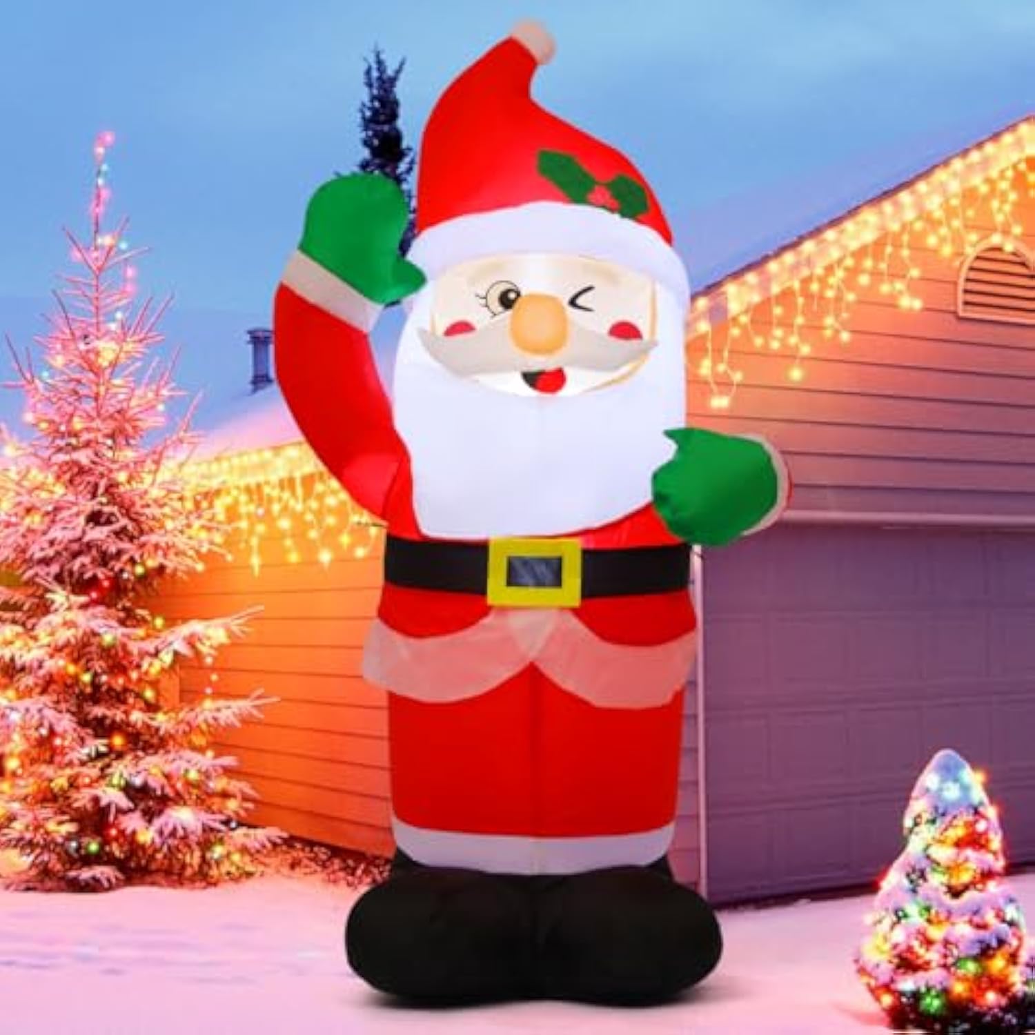 4.2 Ft Christmas Inflatables Santa Claus Outdoor Decorations Xmas Blow Up With Built-In Leds For Indoor Yard Lawn Garden