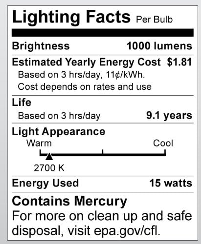 S8204 15W Mini Spiral CFL Light Bulb GU24 Base 2700K Soft White 950 Lumens 60W Equivalent