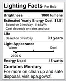 S8204 15W Mini Spiral CFL Light Bulb GU24 Base 2700K Soft White 950 Lumens 60W Equivalent