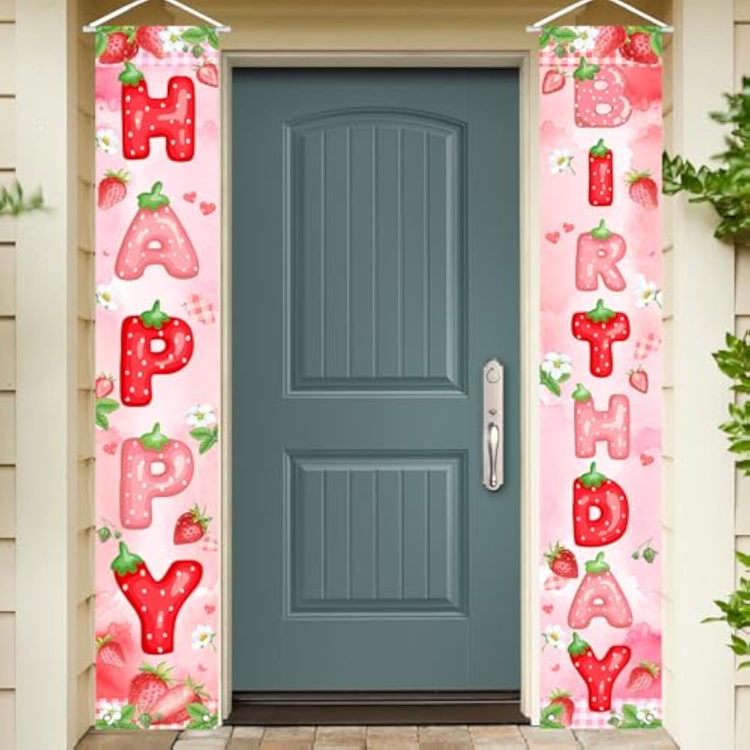 Berry First Birthday Banner Strawberry Shortcake Porch Banner Strawberry Birthday Decorations For Girls Indoor Outdoor