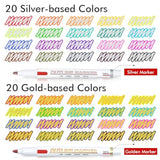 40 Pack Double Line Outline Permanent Markers, 20 Silver And 20 Gold Colors Squiggles Shimmer Markers Set, Self Outline Metallic Marker Pens For Drawing, Christmas Card, Diy Crafts