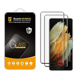 (2 Pack) Designed For Samsung Galaxy S21 Ultra 5G (Not Compatible With Fingerprint Scanner) Tempered Glass Screen Protector, Anti Scratch, Bubble Free (Black)