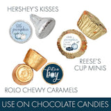 180Pack Blue Little Pumpkin Baby Shower Kisses Candy Favor Stickers