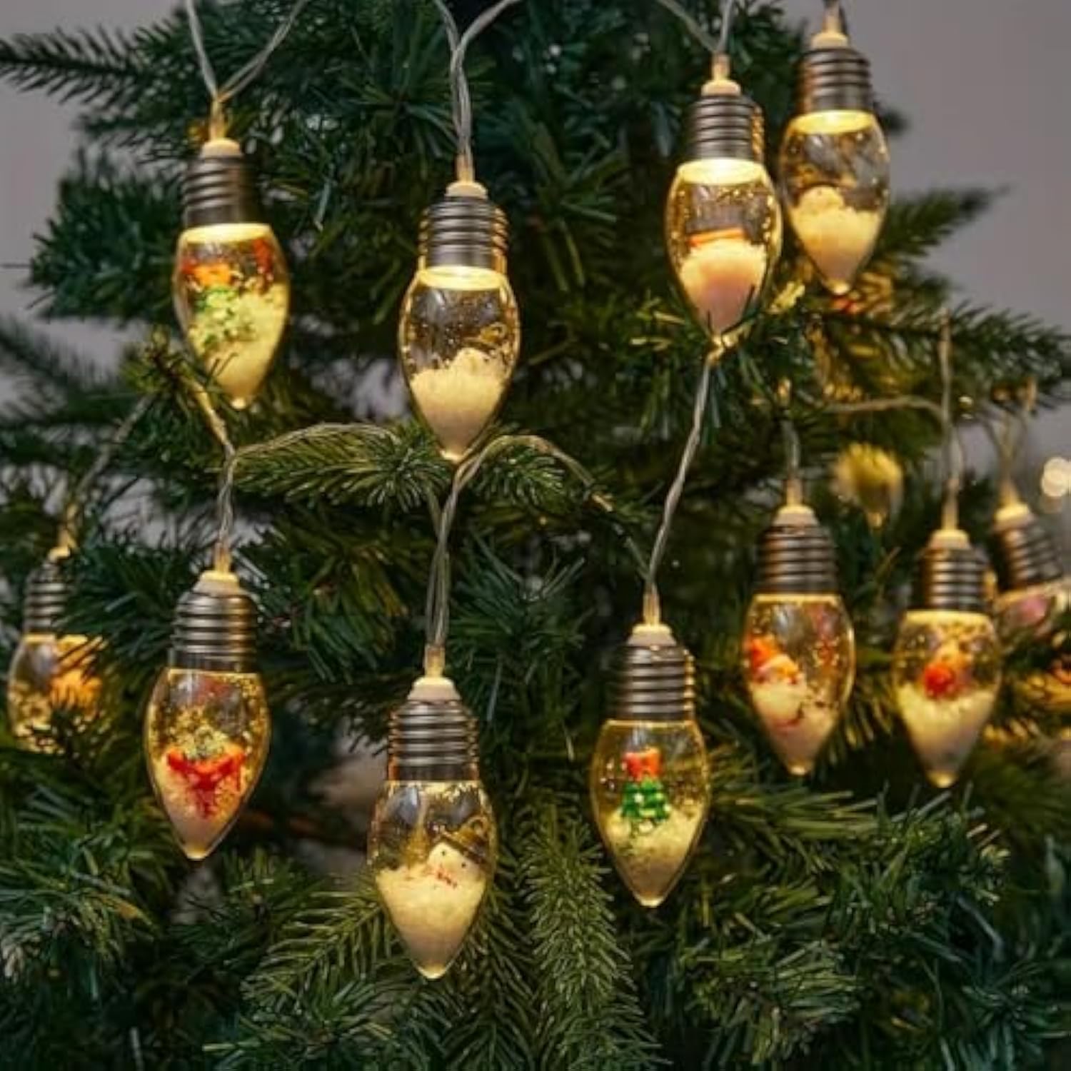 Christmas Led Bulb String Light, Battery Powered (Batteries Not Included), 10 Warm White Light Bulbs, Indoor Holiday Dec