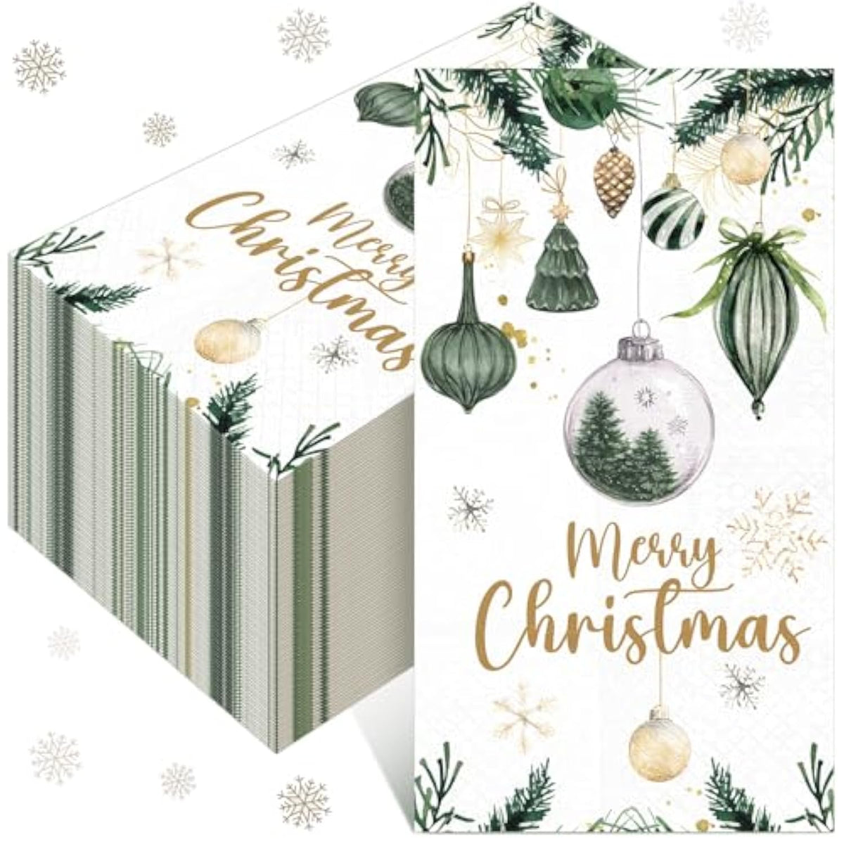 100 Pack Merry Christmas Paper Napkins Farmhouse Christmas Tree Ornament Disposable Napkins 3 X 15.7 Inch Xmas Hanging Dinner Hand Towel For Bathroom Kitchen Xams Winter Party Decoration