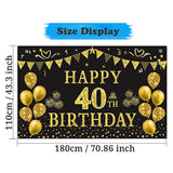 40Th Birthday Backdrop Gold And Black 5.9 X 3.6 Fts Happy Birthday Par