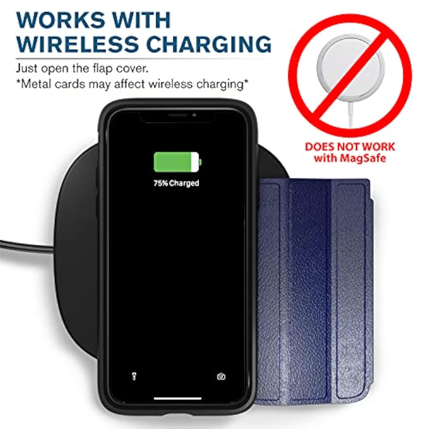 VENA vCommute Wallet Case Compatible with Apple iPhone 12 Pro Max (6.7"-inch), (Military Grade Drop Protection) Flip Leather Cover Card Slot Holder with Kickstand - Blue